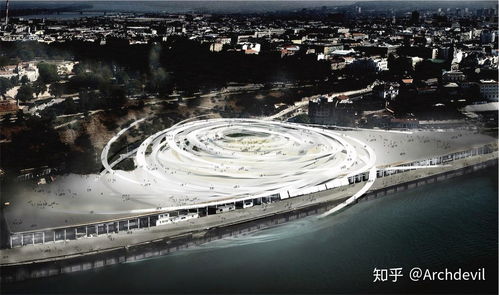 想找一个建筑,似乎是某个竞赛项目,要求是能将周边地区连接起来,设计者做了一个概念源于线团的观景平台