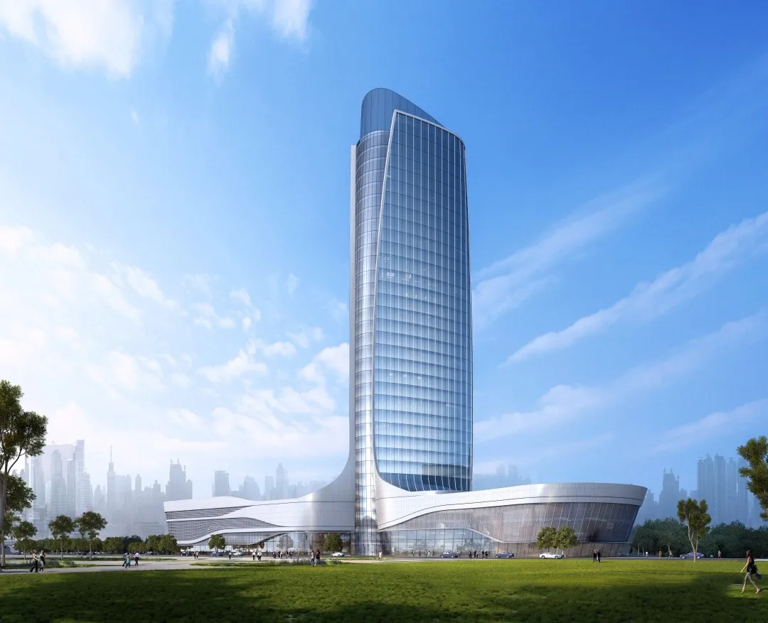 漳州市地标性建筑--片仔癀科技大楼,设计取意“上善若水”